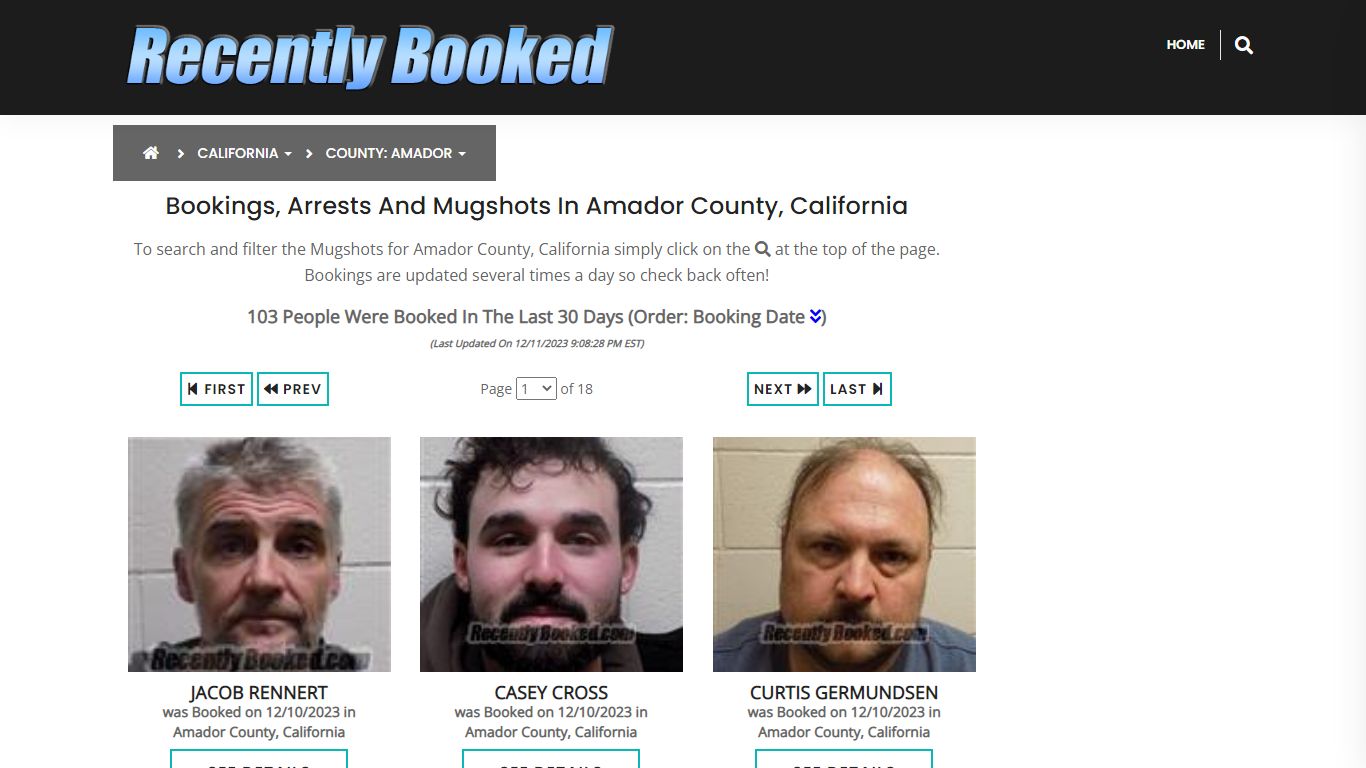 Bookings, Arrests and Mugshots in Amador County, California